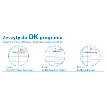 OK Zeszyt A4 kratka/3 linie pomniejszone 40 kartek (wersja szara)